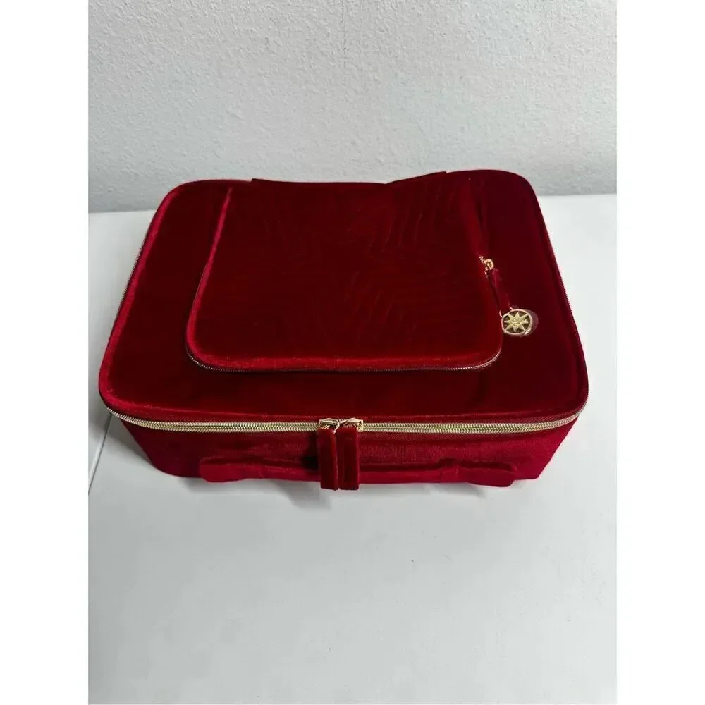 Estee Lauder Large Makeup Cosmetic Bag TRAIN CASE RED Velvet 2023 NEW